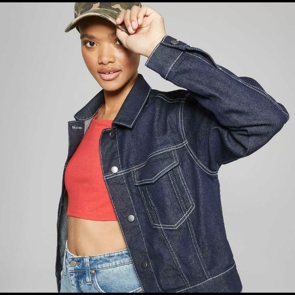 NWT Wild Fable szM dark rinse trucker jean jacket - Picture 3 of 4